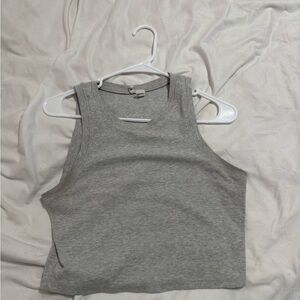 Gray Sleeveless Crop Tank Top